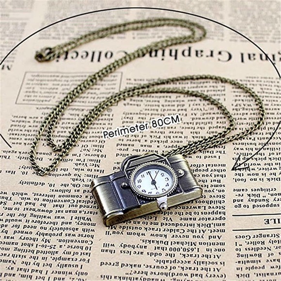 Camera Watch Necklace NEW Pocket Watch Vintage Photographer Gift - Picture 4 of 5